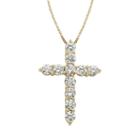 1 Carat T.w. Igl Certified Diamond 14k Gold Cross Pendant Necklace, Women's, Size: 18, White