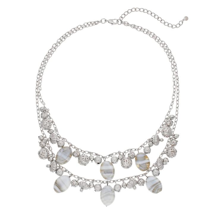 Shaky Bead Multi Strand Necklace, Women's, Silver