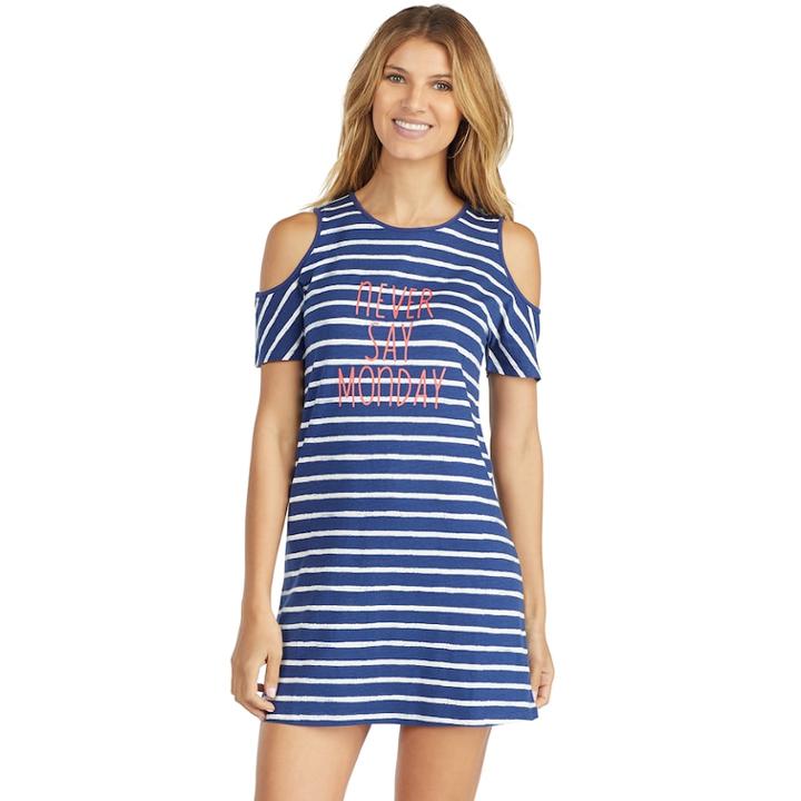 Women's Cuddl Duds Weekend Getaway Cold Shoulder Sleep Shirt, Size: Large, Dark Blue