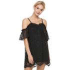 Juniors' Love, Fire Lace Cold-shoulder Shift Dress, Teens, Size: Xs, Black