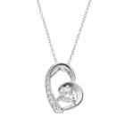 Cubic Zirconia Sterling Silver Heart Pendant Necklace, Women's, Size: 18