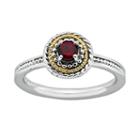Stacks And Stones 14k Gold And Sterling Silver Garnet Textured Frame Stack Ring, Women's, Size: 8, Red