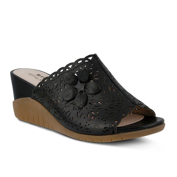 Spring Step Togo Women's Wedge Sandals, Size: 39, Black