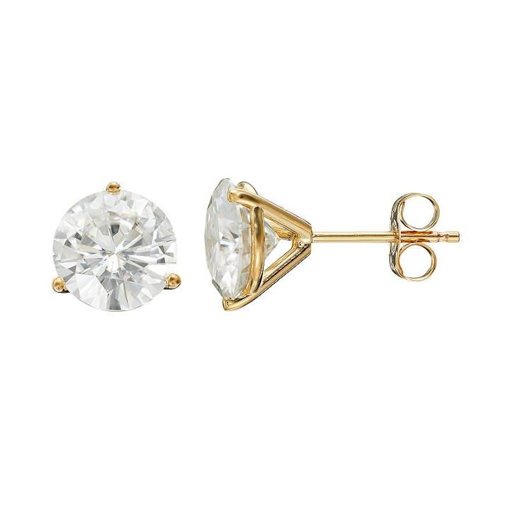 Forever Brilliant 3 Carat T.w. Lab-created Moissanite 14k Gold Solitaire Earrings, Women's, White