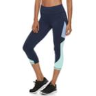 Women's Fila Sport&reg; Shiny Ruched Midrise Capri Leggings, Size: Medium, Dark Blue