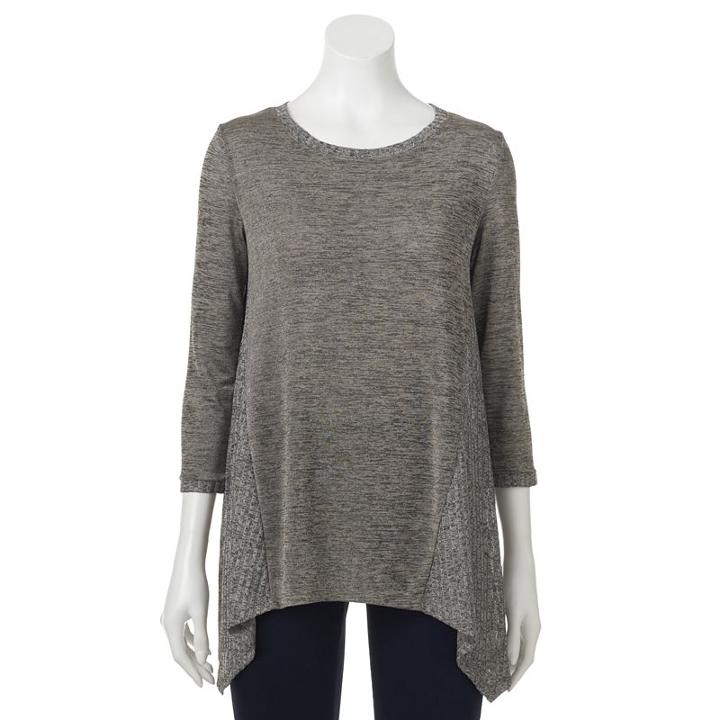 Women's Dana Buchman Marled Shark-bite Sweater, Size: Small, Grey