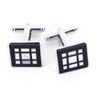 Rhodium-plated Square Pattern Cuff Links, Men's, Grey