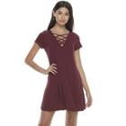 Juniors' Love Fire Criss-cross Ribbed Swing Dress, Teens, Size: Xs, Dark Red