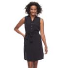 Women's Dana Buchman Sateen Shirt Dress, Size: Large, Black