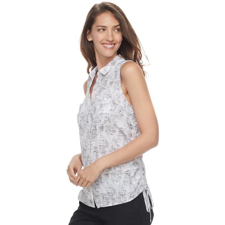 Women's Apt. 9&reg; Ruched Georgette Blouse, Size: Medium, White