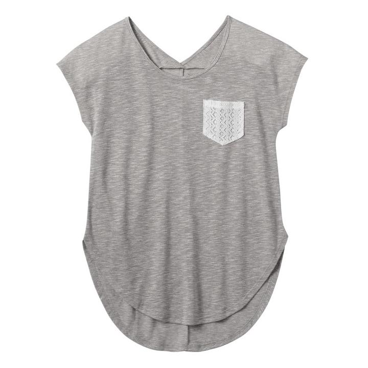 Girls 7-16 & Plus Size Mudd&reg; Dolman Crochet Pocket Slubbed Tee, Girl's, Size: 20 1/2, Grey Other