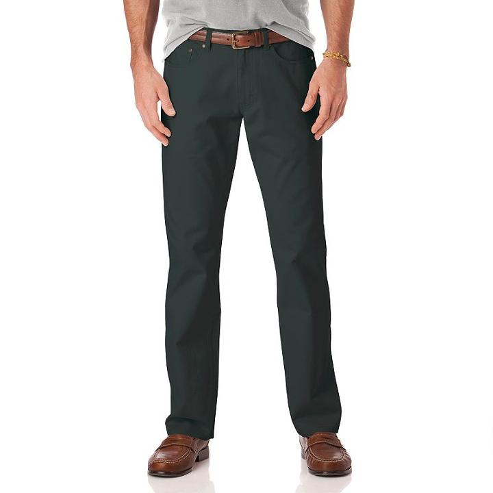 Men's Chaps Classic-fit 5-pocket Twill Flat-front Pants, Size: 32x34, Green