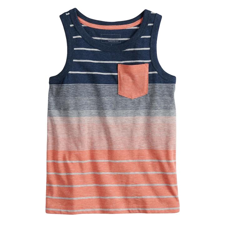 Boys 4-7x Sonoma Goods For Life&trade; Striped Pocket Tank Top, Size: 7x, Med Orange