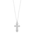 Sterling Silver Scalloped Cross Pendant Necklace, Women's, Grey