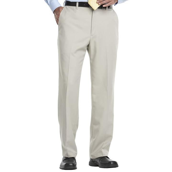 Big & Tall Haggar&reg; Cool 18&reg; Classic-fit Flat-front No-iron Expandable Waist Pants, Men's, Size: 54x30, Lt Beige