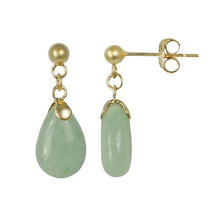 10k Gold Jade Drop Earrings, Women's, Green