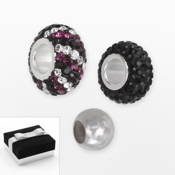 Individuality Beads Sterling Silver Crystal, Striped And Spacer Bead Set, Women's, Multicolor