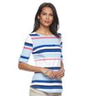 Women's Croft & Barrow&reg; Printed Slubbed Tee, Size: Medium, Blue (navy)