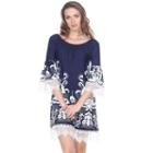 Women's White Mark Scroll Off-the-shoulder Dress, Size: Small, Dark Blue