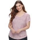 Juniors' Plus Size Mudd&reg; Roadtrip Scoopneck Tee, Teens, Size: 3xl, Lt Purple