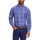 Men's Chaps Classic-fit Plaid Easy-care Button-down Shirt, Size: Large, Purple