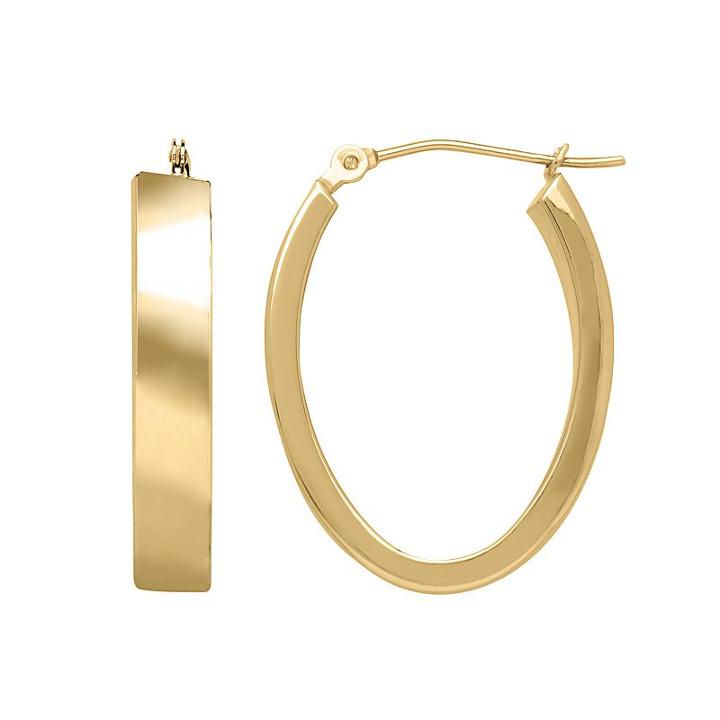 Everlasting Gold 14k Gold Oval Hoop Earrings, Women's