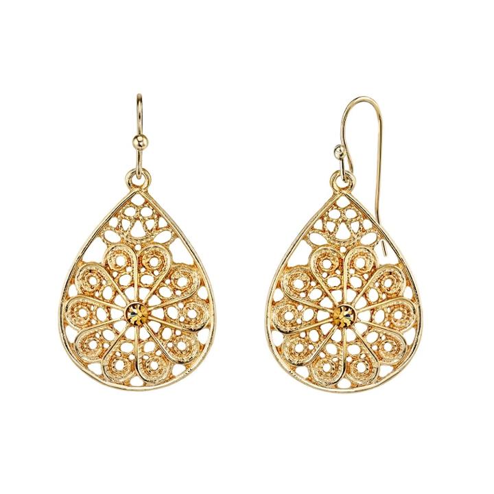 1928 Filigree Teardrop Earrings, Women's, Yellow