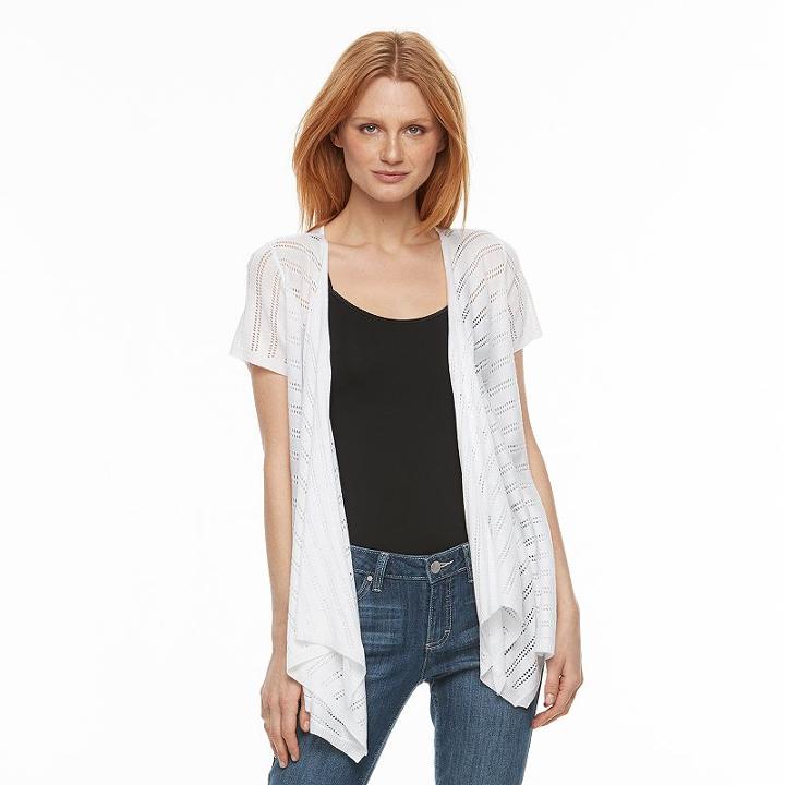 Women's World Unity Eyelet Cascade Cardigan, Size: Medium, White