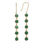 14k Gold Over Silver Lab-created Emerald Linear Drop Earrings, Women's, Green