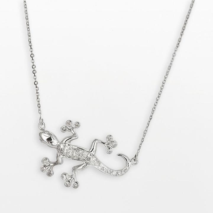 Sterling Silver 1/5-ct. T.w. Round-cut Diamond Gecko Necklace, Women's, Size: 17, White