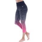 Women's Marika Ombre Striped Seamless Capris, Size: Large, Pink Other