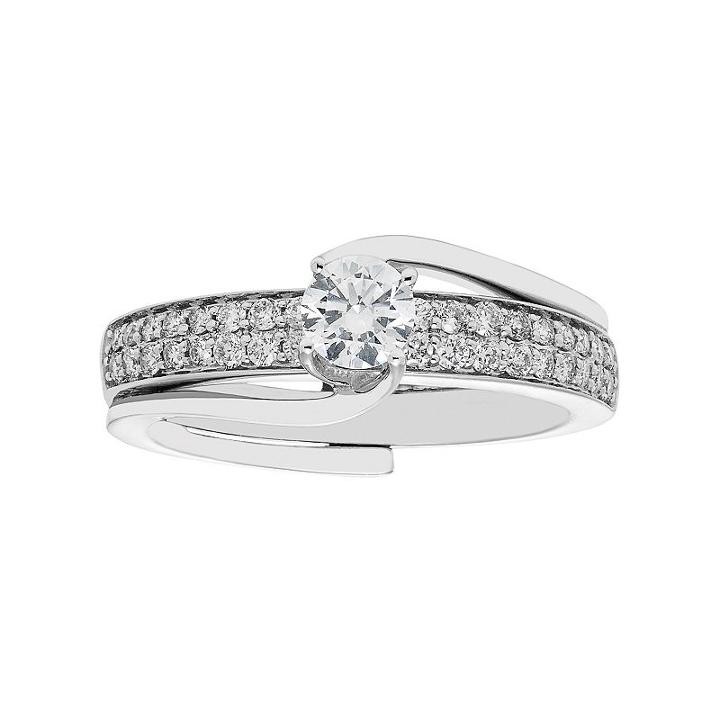 14k White Gold 3/4 Carat T.w. Igl Certified Diamond Interlock Engagement Ring Set, Women's, Size: 6