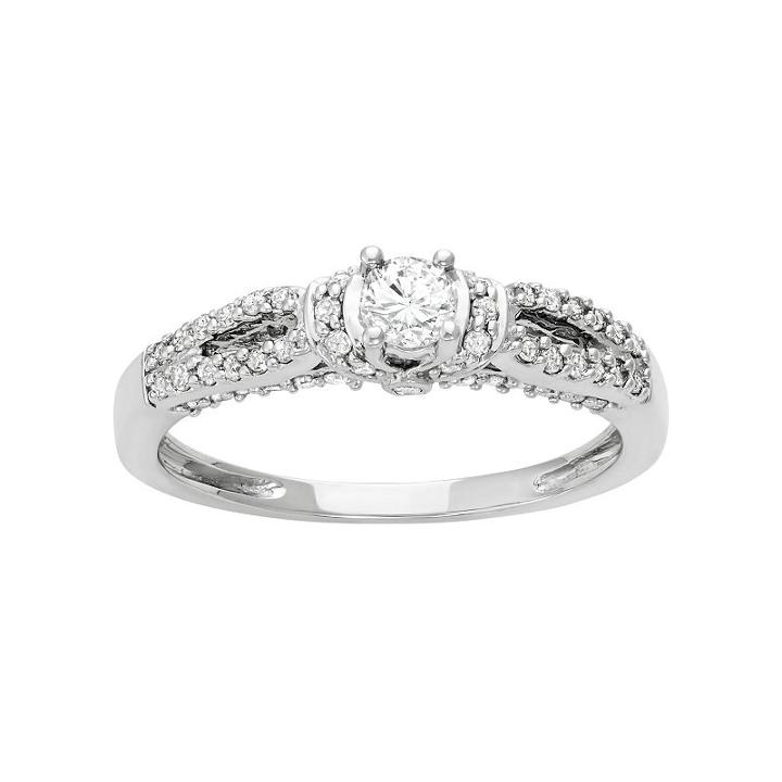 14k White Gold 1/2 Carat T.w. Diamond Engagement Ring, Women's, Size: 5