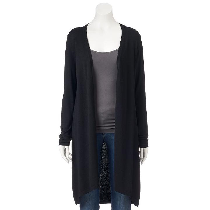 Women's Ronni Nicole Long Black Cardigan, Size: Medium