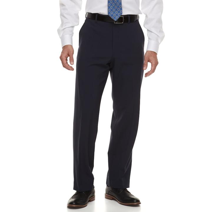 Big & Tall Croft & Barrow&reg; Classic-fit Stretch No-iron Dress Pants, Men's, Size: 48x32, Blue (navy)