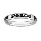 Stacks And Stones Sterling Silver Black Enamel Peace Stack Ring, Women's, Size: 6, Grey