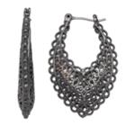 Simply Vera Vera Wang Filigree Flower Marquise Hoop Earrings, Women's, Black