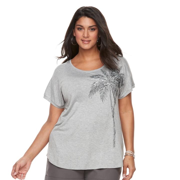 Plus Size Apt. 9&reg; Crewneck Short Sleeve Top, Women's, Size: 3xl, Med Grey