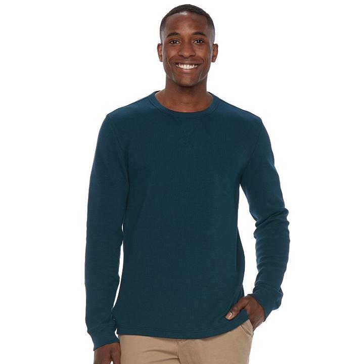 Men's Sonoma Goods For Life&trade; Slim-fit Soft-touch Stretch Thermal Crewneck Tee, Size: Xxl, Blue (navy)