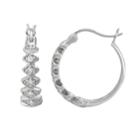 Sterling Silver 1/10-ct. T.w. Diamond Seven-stone Hoop Earrings, Women's, White