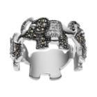 Silver Luxuries Silver Plated Marcasite & Crystal Elephant Ring, Women's, Size: 7, Grey