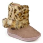 Journee Girls' Pom Pom Faux-fur Boots, Size: 12, Brown