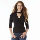 Juniors' Iz Byer California Mockneck Cutout Top, Girl's, Size: Medium, Black