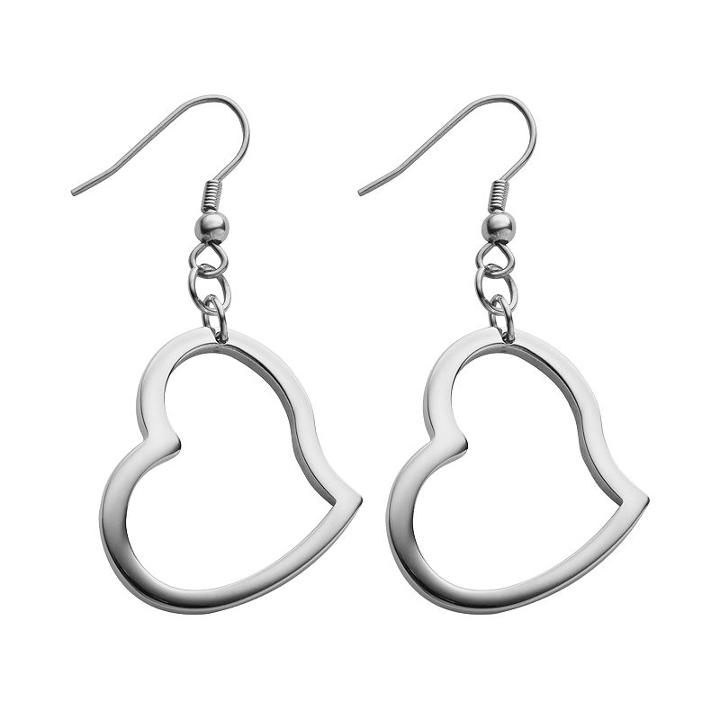 Steel City Stainless Steel Heart Drop Earrings, Women's, Grey