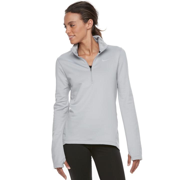 Women's Nike Therma Running Top, Size: Xl, Grey (charcoal)