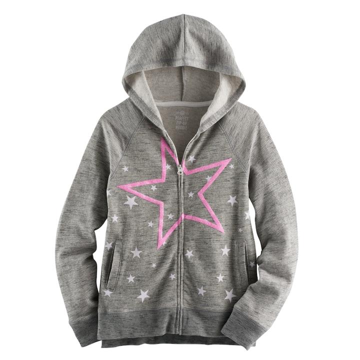 Girls 7-16 So&reg; Puff-print Perfect Zip-up Hoodie, Size: 16, Dark Grey