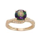 10k Gold Mystic Topaz & Lab-created White Sapphire Crisscross Ring, Women's, Size: 8, Blue