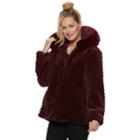 Women's Gallery Hooded Faux-fur Jacket, Size: Xl, Med Red