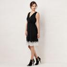 Women's Lc Lauren Conrad Faux-wrap Lace Hem Dress, Size: Xs, Black