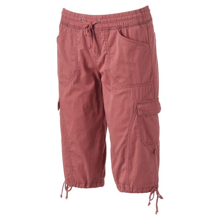 Juniors' Unionbay Drawstring Roll-tab Capris, Girl's, Size: Xs, Pink